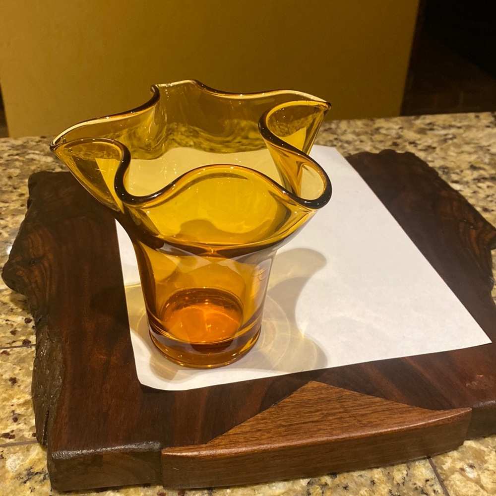 Mid- century modern Amber art glass vase